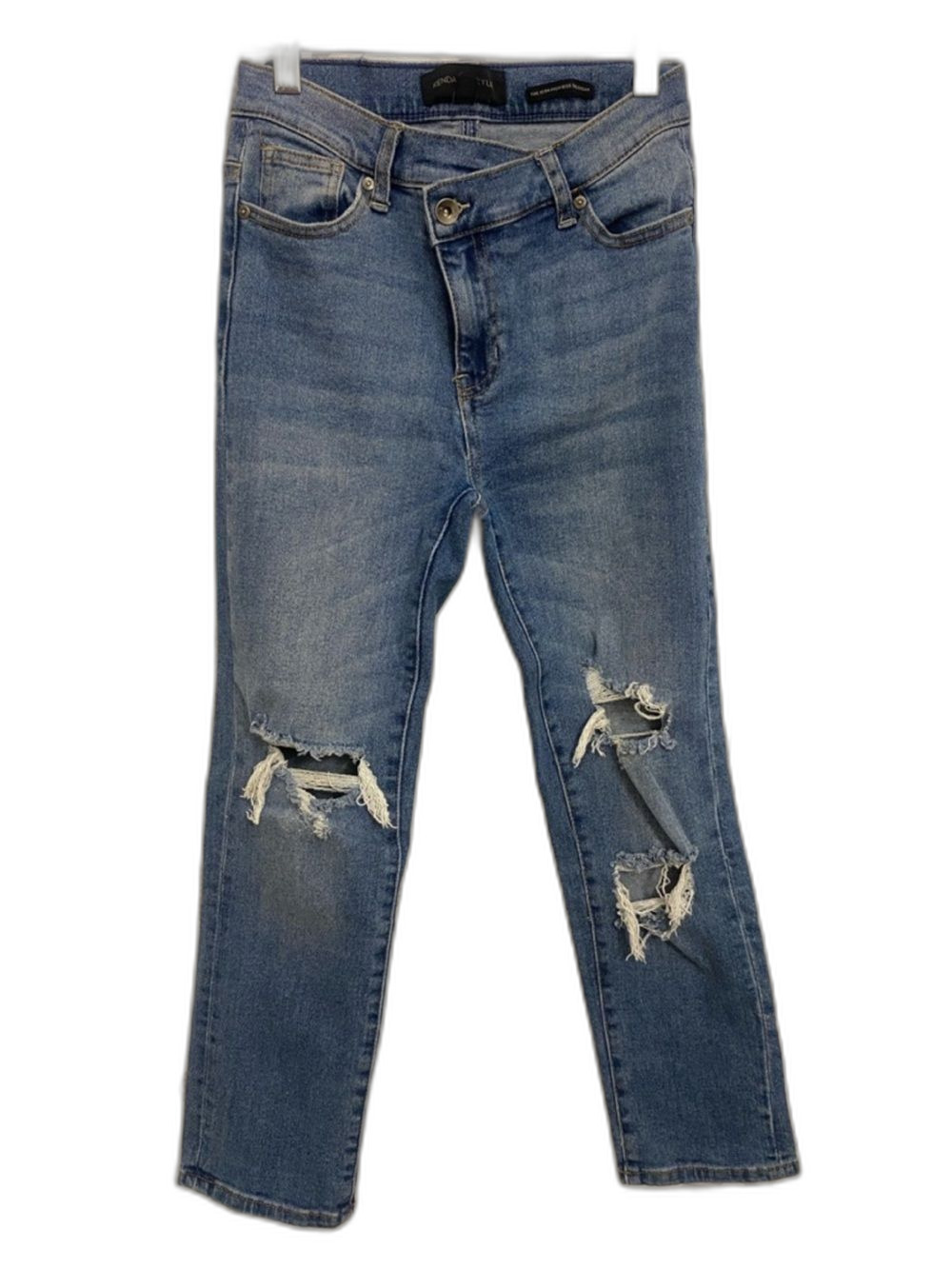 Kendall + Kylie High Rise Distressed Crossover Jeans (Size 3/26)